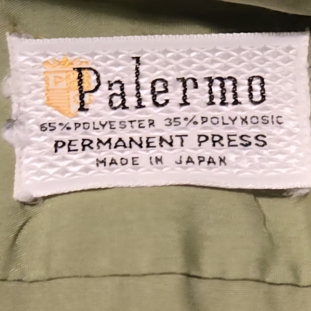 Vintage 70s Palermo Men's Short Sleeve Green Cotton Button-Up Shirt L - Picture 7 of 7